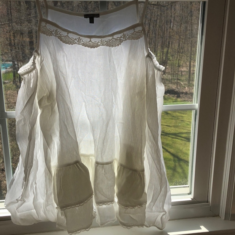 White, Flowy, Cold Shoulder Summer Shirt